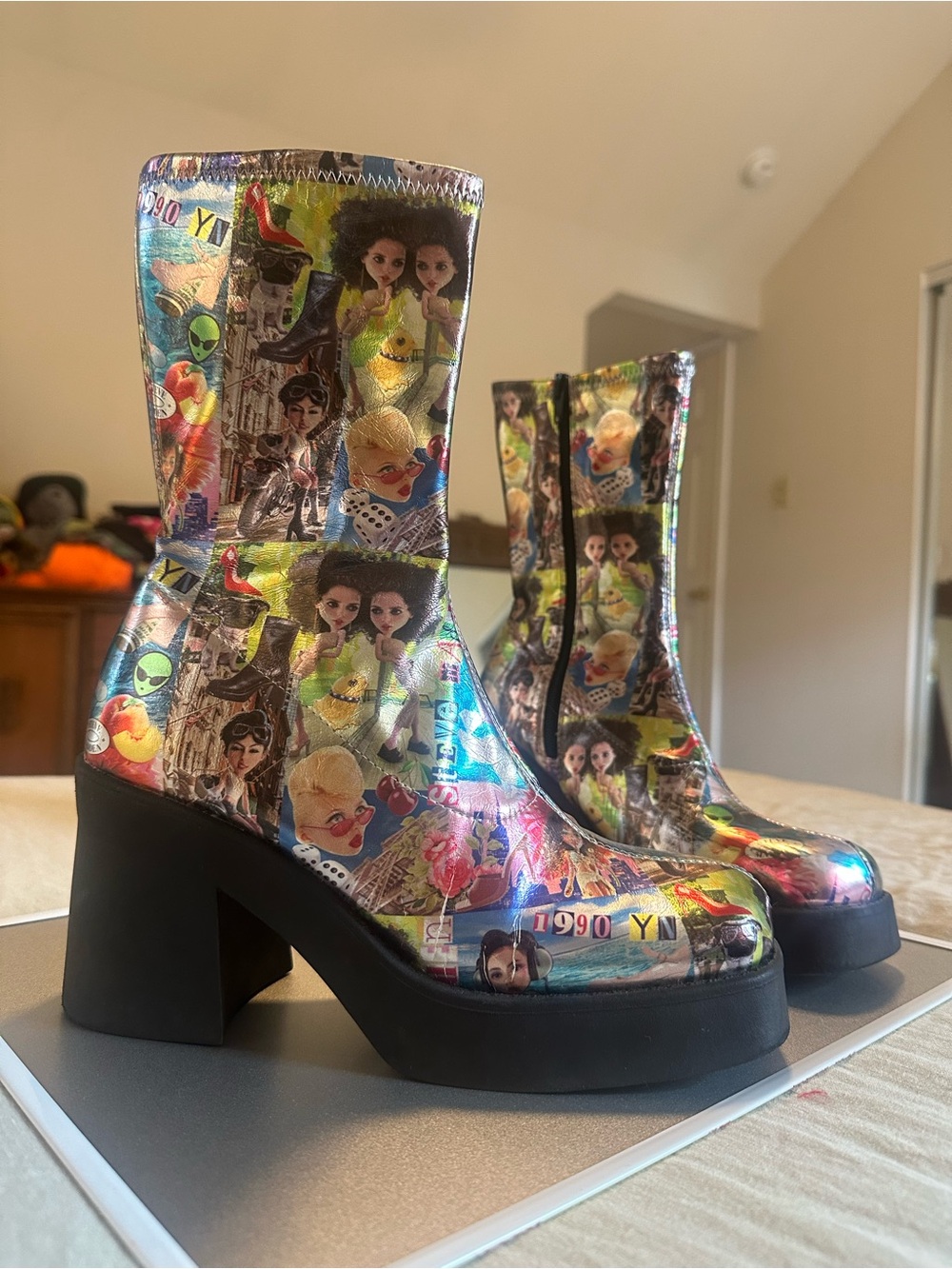Steve Madden Multicolor Graphic Platform Heeled Boots